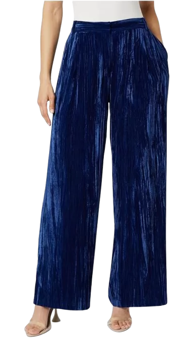 Blue Crushed Velvet Pants