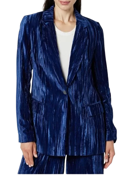 Blue Crushed Velvet Blazer